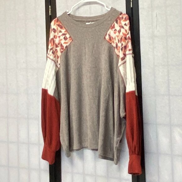 Maurices XL Long Sleeve Scoop Neck Dolman Top Mixed Fabric Pullover Blouse - Picture 5 of 13